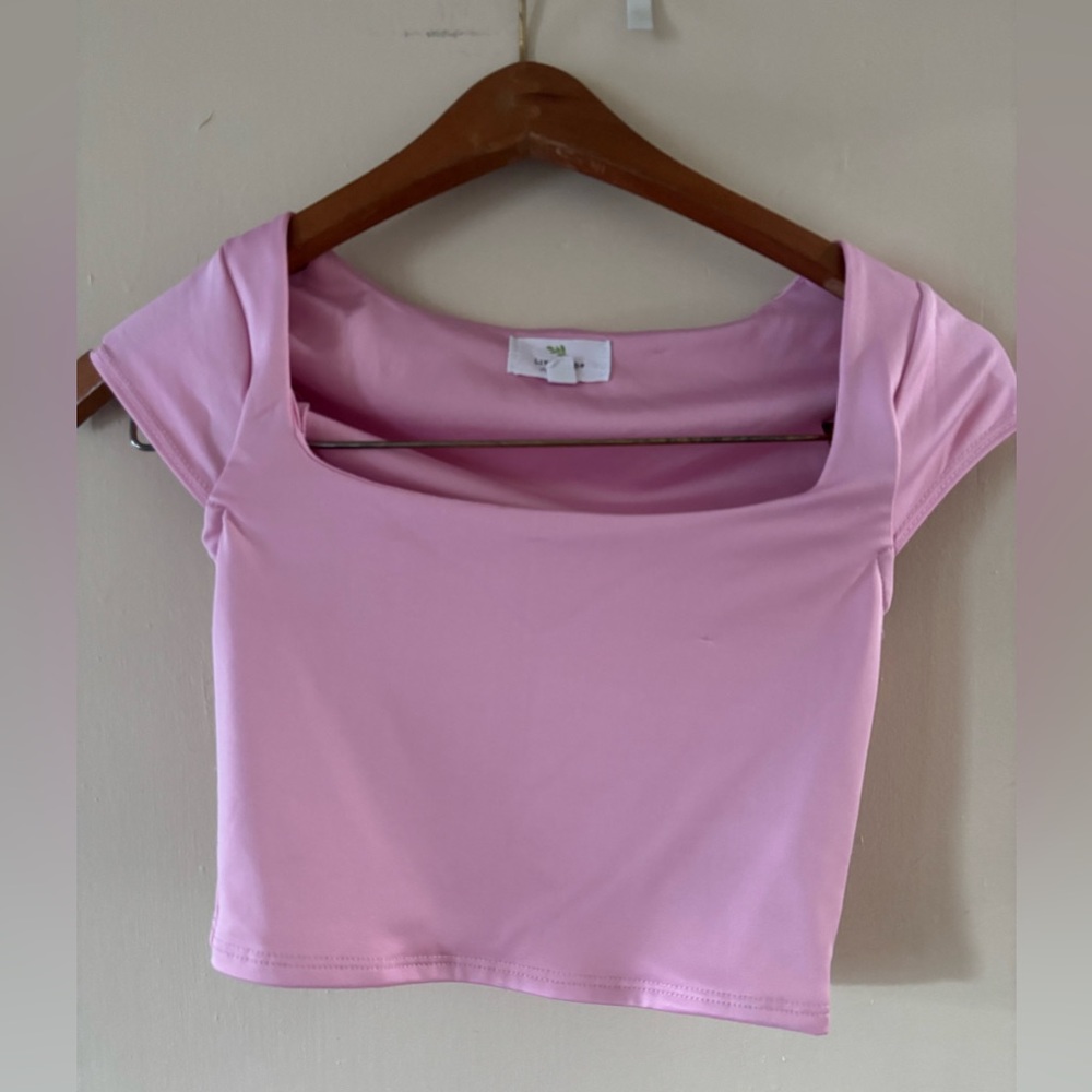 Square Neck Pink Crop Top